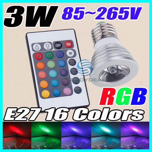 3W E27 16 Color Change RGB Remote Control LED Light VSL03